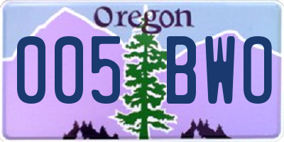OR license plate 005BWO