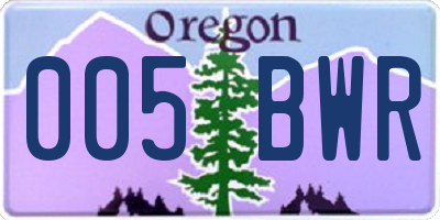 OR license plate 005BWR