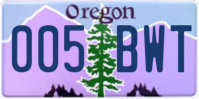 OR license plate 005BWT