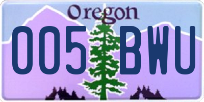 OR license plate 005BWU