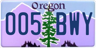 OR license plate 005BWY