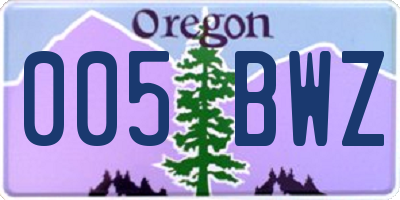 OR license plate 005BWZ