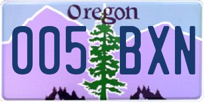 OR license plate 005BXN