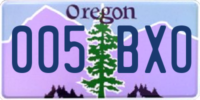 OR license plate 005BXO