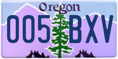 OR license plate 005BXV