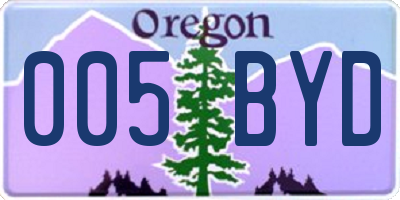 OR license plate 005BYD