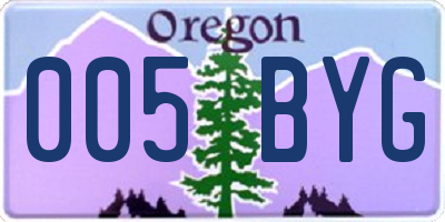 OR license plate 005BYG