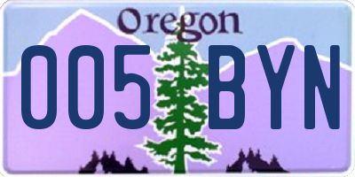 OR license plate 005BYN