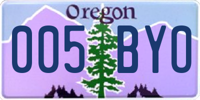 OR license plate 005BYO