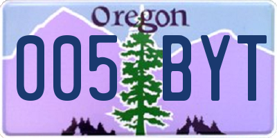 OR license plate 005BYT