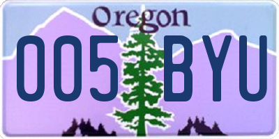 OR license plate 005BYU