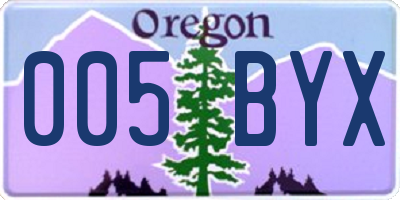OR license plate 005BYX