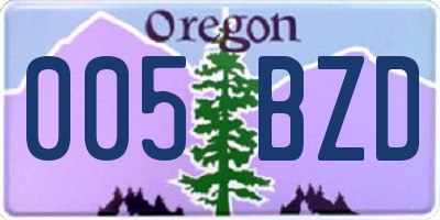 OR license plate 005BZD