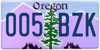 OR license plate 005BZK