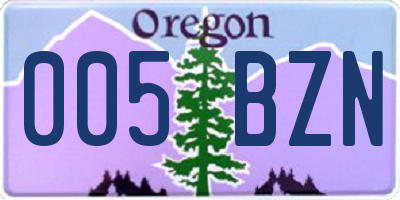 OR license plate 005BZN