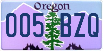 OR license plate 005BZQ