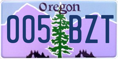 OR license plate 005BZT