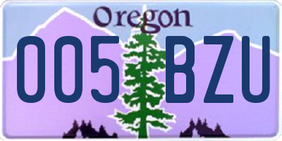 OR license plate 005BZU