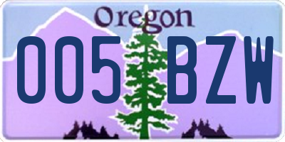 OR license plate 005BZW