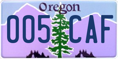 OR license plate 005CAF