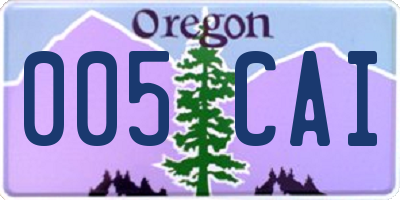 OR license plate 005CAI