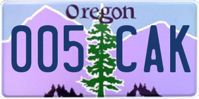 OR license plate 005CAK