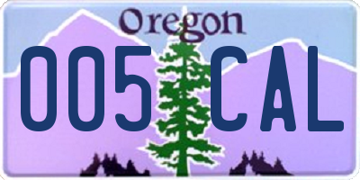 OR license plate 005CAL