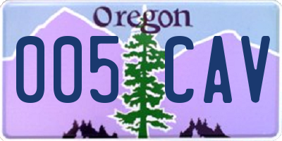 OR license plate 005CAV