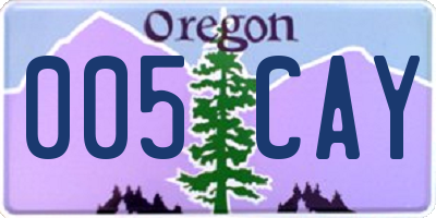 OR license plate 005CAY