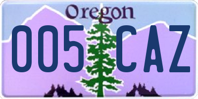 OR license plate 005CAZ