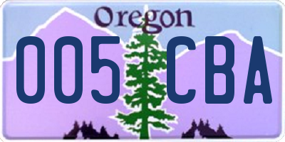 OR license plate 005CBA