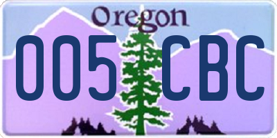 OR license plate 005CBC
