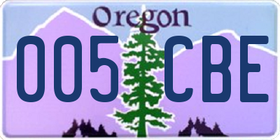 OR license plate 005CBE