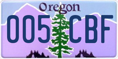 OR license plate 005CBF