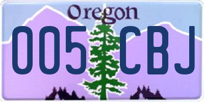 OR license plate 005CBJ