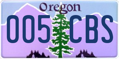 OR license plate 005CBS