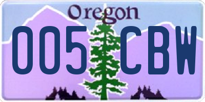 OR license plate 005CBW
