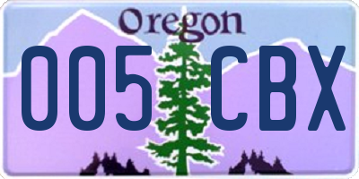 OR license plate 005CBX