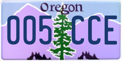 OR license plate 005CCE