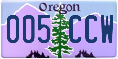 OR license plate 005CCW