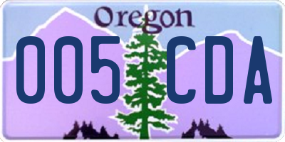 OR license plate 005CDA