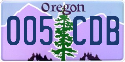 OR license plate 005CDB