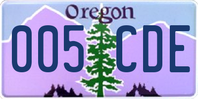 OR license plate 005CDE