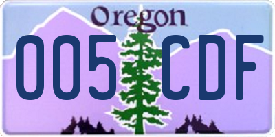 OR license plate 005CDF