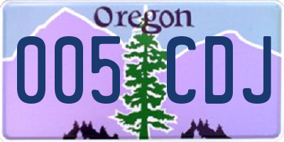 OR license plate 005CDJ