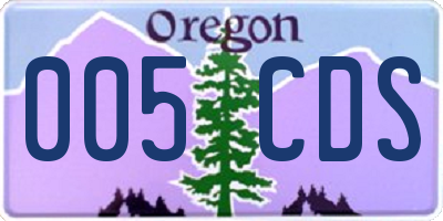 OR license plate 005CDS