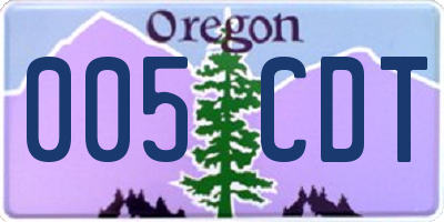 OR license plate 005CDT