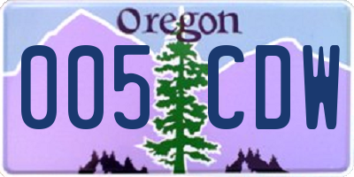 OR license plate 005CDW