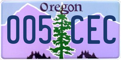 OR license plate 005CEC