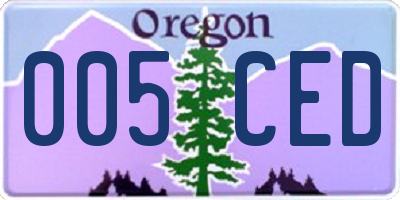 OR license plate 005CED